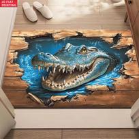 3D Crocodile Rug Flannel Soft Kids Carpet Broken Floor Print Bedroom Kitchen Floor Mat Anti Slip 40x60cm