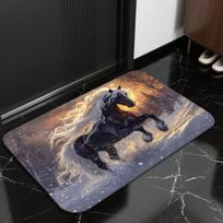 Winter Horse Door Mat Flannel Soft Kids Rug Fantasy Animal Print Kitchen Bedroom Floor Mat Anti Slip 40x60cm
