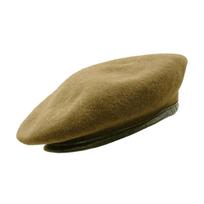 British Army Style Wool Mens Beret Hat Cap Leather Band X-Small smėlis