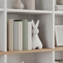 Ceramic Hare Figurine Cute Statue Creative Design Tabletop Bunny White