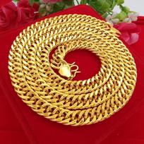 24k Vietnamo smėlio aukso sustorėjusi šoninė grandinėlė 8–10 mm dviguba sagtimi 45cm+8mm