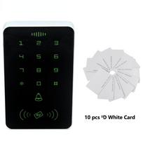 Foninis apšvietimas 1000 User Touch 125khz RFID artumo kortelės klaviatūra Prieigos kontrolės skaitytuvas Durų užrakto sistema Elektrinis užrakto vartų atidarytuvas AC and 10 ID cards