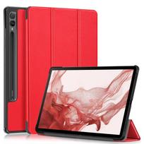 Naujas dėklas, skirtas Samsung Tab S9 Fe Plus dėklui 12,4 colio trigubai sulankstomas stovas Magnetinis išmanusis dangtelis, skirtas Coque Galaxy Tab S9 FE S9 Plus dėklui S9 FE X510 10.9in raudona