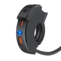 Motociklo įkroviklis QC3.0 18W PD 30W Vandeniui atsparus vairo įkrovimo laikiklis Motociklo telefono įkroviklis 12/24V lizdo adapteriui juoda