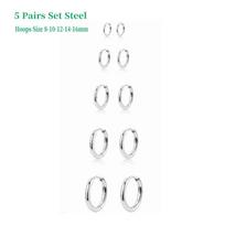 5 Pairs 14K Gold Plated Huggie Hoop Earrings for Women Men  Small Hoops,  Everyday Jewelry Multiple Piercing Stack Set