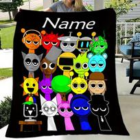 Custom Name Sprunki Song Cartoon Flannel Blanket Soft,Warm,Throw for Sofa,Bed,Office,Travel,Cozy Gift Idea,Personalized Blanket 70x100cm(27x39in)