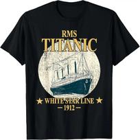 RMS TITANIC White Star Line Kruizinis laivas 1912 Berniukų Mergaičių Vaikų Marškinėliai S juoda