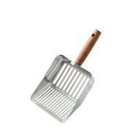 Ypač didelė nerūdijančio plieno kačių kraiko kastuvė su smulkiais skylutėmis - Patvari augintinio ekskrementų kastuvė. Extra Large Stainless Steel Cat Litter Scoop sidabro pilka spalva