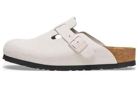 Birkenstock Boston Suede Leather Embossed 'Corduroy Antique White' Women's 1025270 41