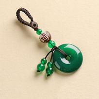Good Moral  Agates Stone Pendant Keychain Crystal Clear  Keyring  Car Pendant green-Small Lotus