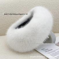 Winter-Autumn Plush Faux Fox Fur Open-Top Hat and Hair Band for Women