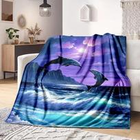 Povandeninio pasaulio žuvų delfinų rašto spausdinimas Minkšta flanelinė antklodė paklodė Sofa Biuro oro kondicionierius Užmetimo antklodė Dovana 100X150CM