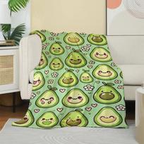 Linda manta polar con estampado de aguacate sonriente, manta con estampado de frutas divertidas de primavera, suave y 75cmx90cm