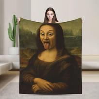 Starry Night Sunflower Mona Lisa Super Soft Blankets  Funny Picnic Throw Blanket Outdoor Flannel Bedspread Sofa Bed Cover 75x90cm
