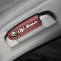 For Alfa Romeo Giulia Stelvio Giulietta 156 159 147 Mito Leather Car Roof Armrest Pull Cover Handle Gloves Protection Accessorie raudona