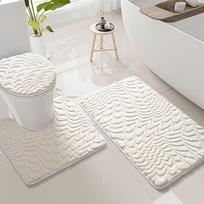 3pc Bathroom Set Rug Mat Toilet Lid Cover Plain Solid Color Bathmats Rugs Kit Non-Slip Fluffy/tufting Home Carpets U-shape Mats