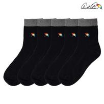 Arnold Palmer Women's Ribbed Mid-Length Socks Black Ringle Basic 5-Pair Set Made in Korea Sock Gift KA006 Black 5-pair