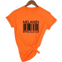 Melanin Priceless Slogan Women Summer T Shirt Funny Barcode Graphic Short Sleeve Female Streetwear Black Culture L
