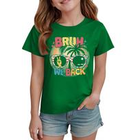Kids Graphic T Shirt Short Sleeve Casual Tee Top for Boys Girls Back to School Round Neck Comfortable Fit Soft Fabric 130 žalia