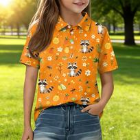 Kids Casual Short Sleeve Polo Shirt Animal Pattern Tee Soft Lightweight Cotton Blend Top for Boys and Girls Summer Wear 160
