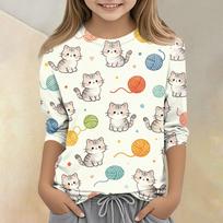 Kids Animal Print Crew Neck Three Quarter Sleeve Casual T Shirt Soft Comfortable Fabric Suitable for Everyday Wear and Play 150 smėlis
