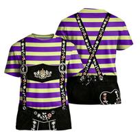 Men's Vintage Style Short Sleeve T Shirt with Printed Lederhosen Pattern Loose Fit Casual Summer Daily Wear Top for Outdoor Activities XXL mėlyna