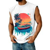 Men's Sleeveless Athletic Vest Casual Tank Top Summer Beachwear with Hawaiian 2D Print Graphic Design for Outdoor Sports and Leisure XXXXL balta