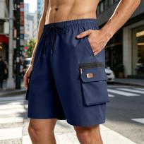 Men Cargo Shorts Relaxed Fit Multi Pocket Elastic Waistband Drawstring Casual Sports Shorts Five Pants for Outdoor Activities L