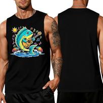 Men Sleeveless Tank Top Tropical Fish Graphic Print Summer Casual Loose Fit Beachwear Muscle Shirt for Everyday Use XL juoda