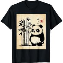 Kawaii Panda Ink Japanese Streetwear Novelty Funny Panda T-Shirt S įvairiaspalvis