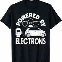 Powered By Electrons Battery Electric Vehicle EV T-Shirt S įvairiaspalvis