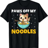 Paws Off My Noodles - Kawaii Cat Eating Raunisex Noodles Gifts T-Shirt S įvairiaspalvis