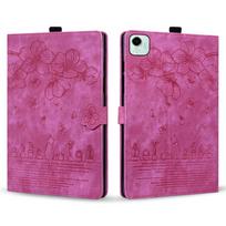 Funda for Galaxy Tab S10 FE Plus 13.1  Tablet Case 3D Flower Cat Embossed Wallet Folio Stand Cover for Samsung SM-X620 SM-X626B Tab S10 FE Plus 13.1 rožinė raudona spalva