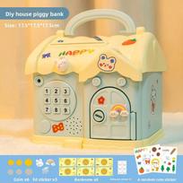 Preschool Puzzle Money Box With Fingerprint Lock And Sound Effects For Children Education Blue