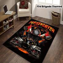 Fire Department Theme Area Rug - With Flames & Stars, Perfect for Living Room or Bedroom Decor, Adds Warmth & Style 50x80cm
