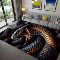 Giant Cobra Print Area Rug - For Bedroom, Living Room, or Home Office - Realistic Design, Vibrant Colors, Home Decor 50x80cm