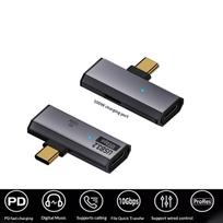 2 In 1 Type C Otg Adapter Usb C Male To Usb-C Female Usb 3.2 Splitter 100W Pd Fast Charging For Laptop Tablet pilka spalva