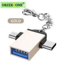 2 viename Otg adapteris, USB 3.0 lizdas į mikro USB kištuką ir C tipo vyriška jungtis aliuminio lydinio USBc keitiklis, skirtas Xiaomi Samsung Gold