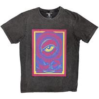 Primal Scream Stone Wash T-Shirt: Psychedelic Eye (Charcoal Grey) OFFICIAL NEW S