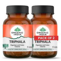Organic India Triphala Capsules 60 Caps Pack of 2 for Digestive Health Gut Comfort and Wellness