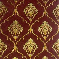 Thick Waterproof Gold Foil Wallpaper Damask Textured Floral Hotel KTV Bars TV Backdrop Damascus Wallpaper Home 0. 53x9.2m raudona