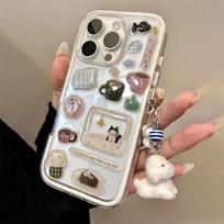 Pasidaryk pats mielas juokingas iliustracijos permatomas telefono dėklas iPhone 16 15 14   11 Pro Max, skaidrus mielas pakabukas, atsparus smūgiams dangtelis For iphone 11