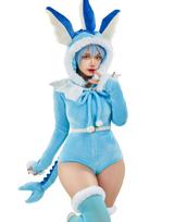 Gražios merginos kostiumas Cosplay Anime Žaidimas Namų drabužiai Pižama Bodis Triko Gobtuvėlis Undinėlė Gyvūnas Monstras Žvėris Mielas Moe Pūkuotas Žavingas Ilgomis Rankovėmis mėlyna