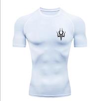 Men's Black Flame Print Compression Sports T-Shirt Gym Fitness Workout Athletic Tee S