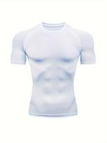 Men's Compression Shirt Quick Dry White Plain Gym T-Shirt Solid Color Workout Sportswear 3XL balta