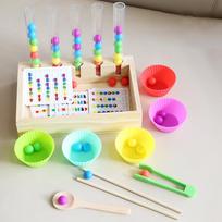 Montessori Ankstyvojo Ugdymo Segtukas Bandymo Mėgintuvėlis Spalvoti Karoliukai Vaikams Spalvų Pažinimas Rankų ir Akių Koordinacija Smegenų Edukaciniai Žaislai