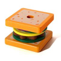 Wooden Sandwich Burger Sorting Stacking Toys Simulated Kitchen Toys Montessori Hamburger Toy for Kids Preschool Education