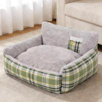 Keturių sezonų languota sofa-lova katėms ir šunims - Šilta, Nuimama, Plaunama, Vidutinio/Mažo dydžio L (70*60*17cm) brown