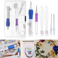 9Pcs/Box DIY Threaders Stitching Embroidery Pen Set Punch Needle Knitting Sewing