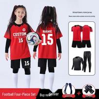 Autumn/Winter Long Sleeve Football & Volleyball Training Suit Set - 4 Pieces for Children & Adults 2XS
